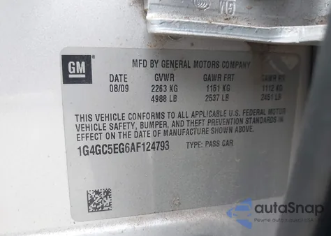 2010 Buick Lacrosse Cxl from USA, damaged, VIN 1G4GC5EG6AF124793